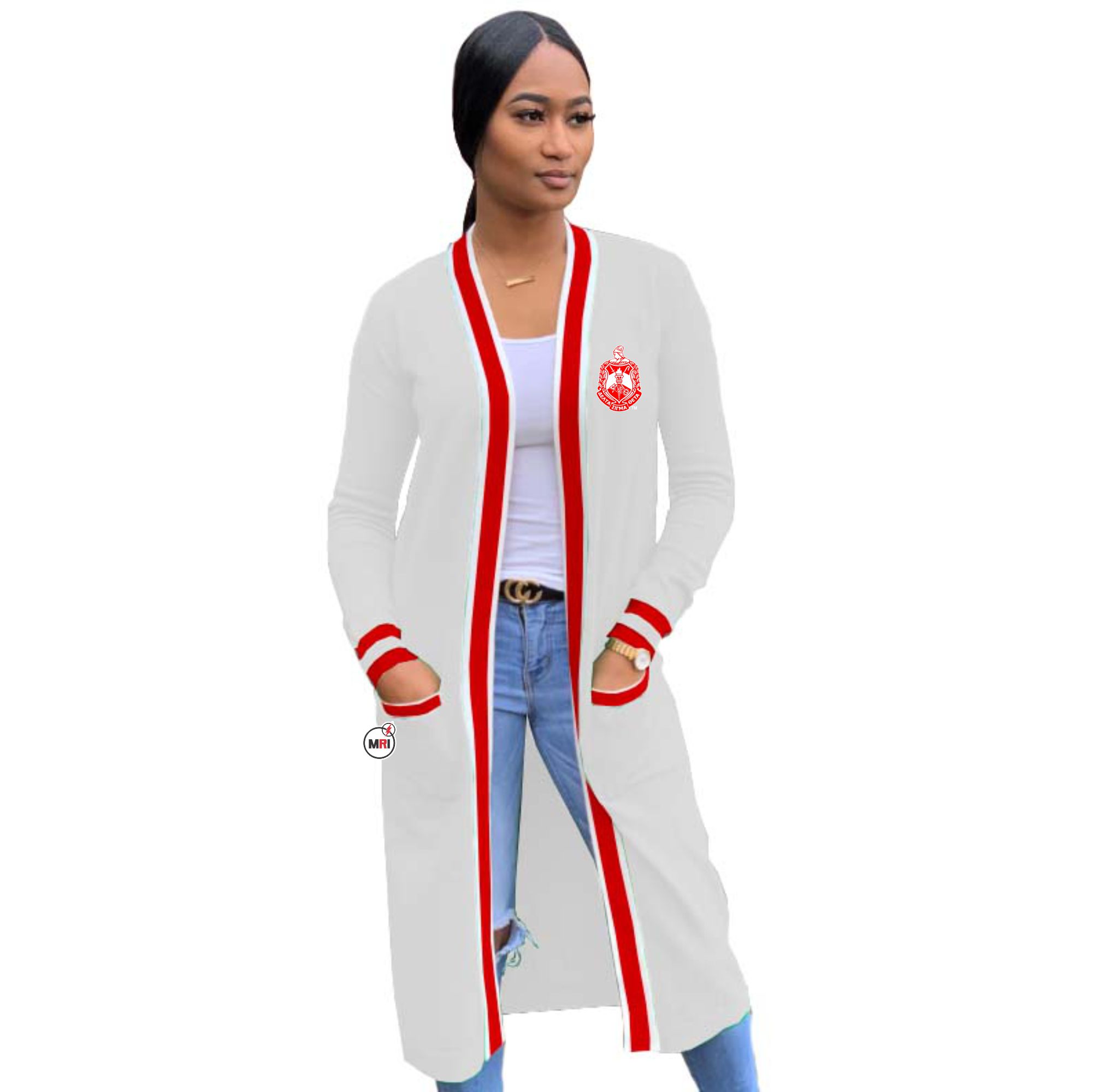 Delta Sigma Theta Knitted Long Cardigan Sweater