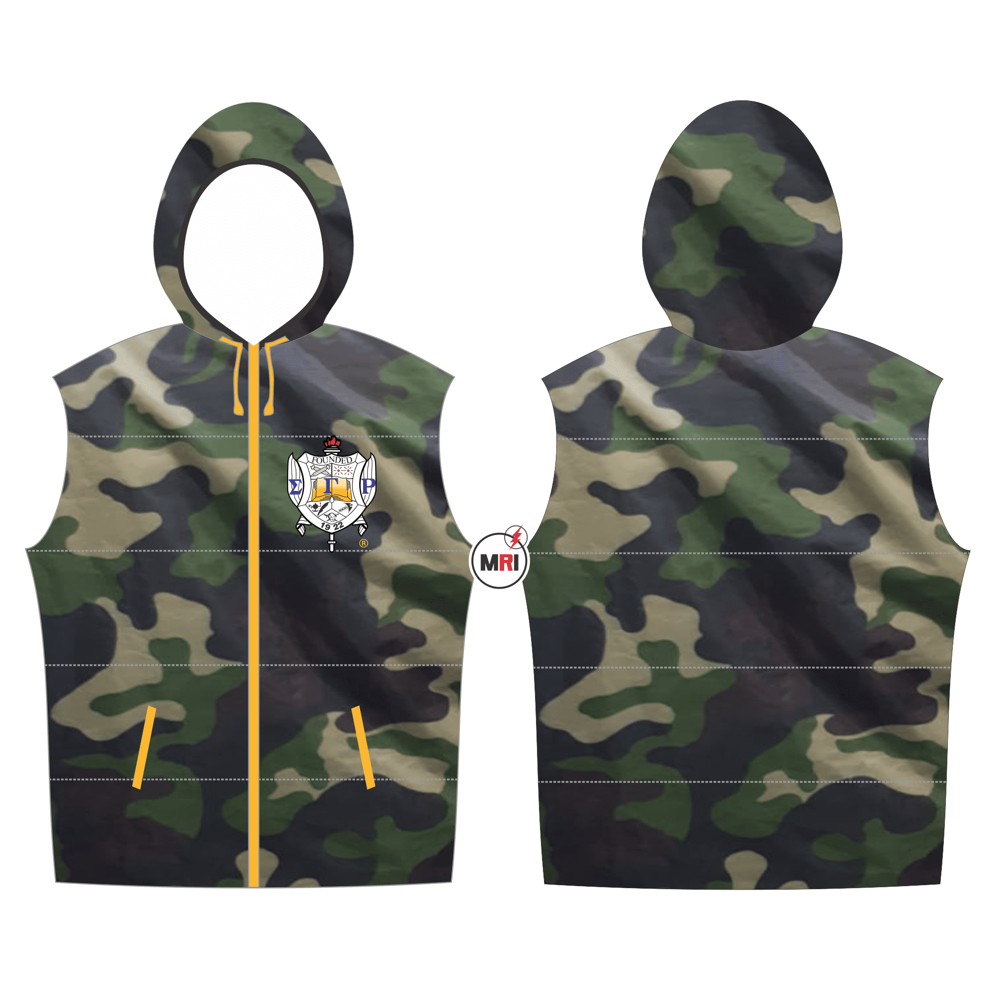 Sigma Gamma Rho Quilted Camo Vest With Hood