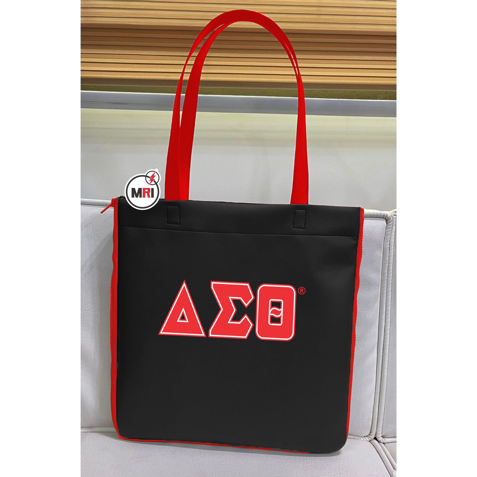 Delta Sigma Theta Zipper Style Synthetic Leather Bag