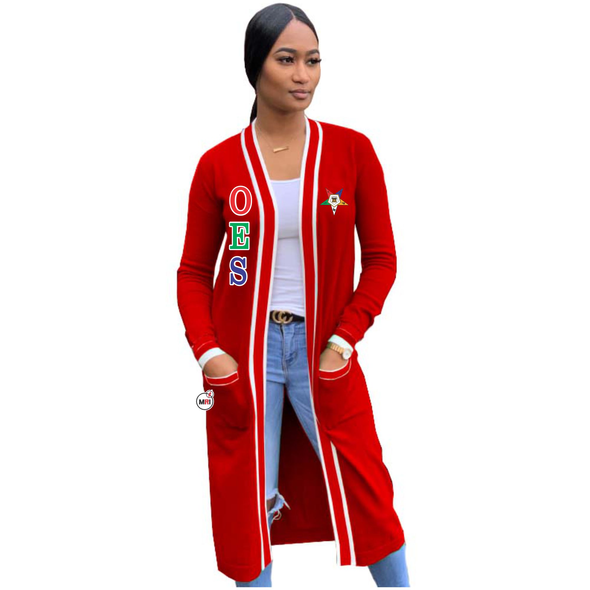 Order Of The Eastern Star Knitted Long Cardigan Sweater