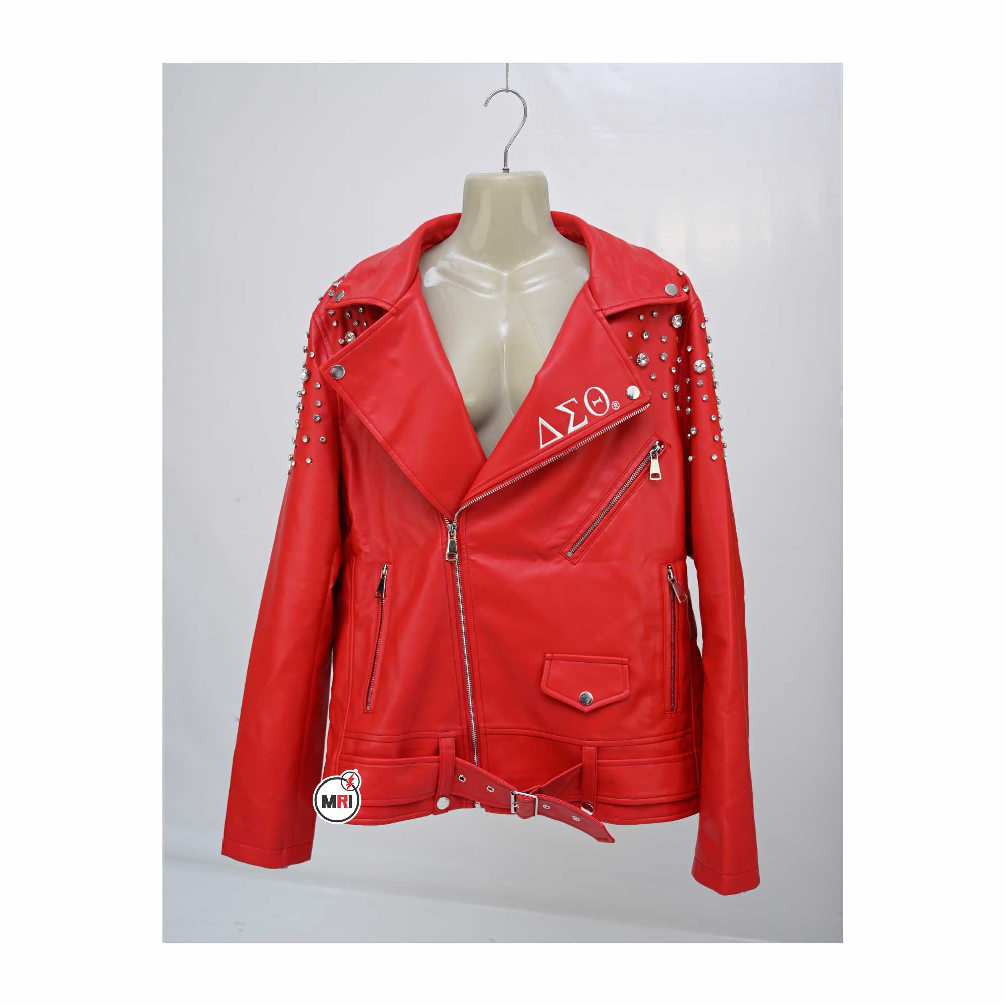 Delta Sigma Theta PU Leather With D-Diamond Stones Jacket - Image 3