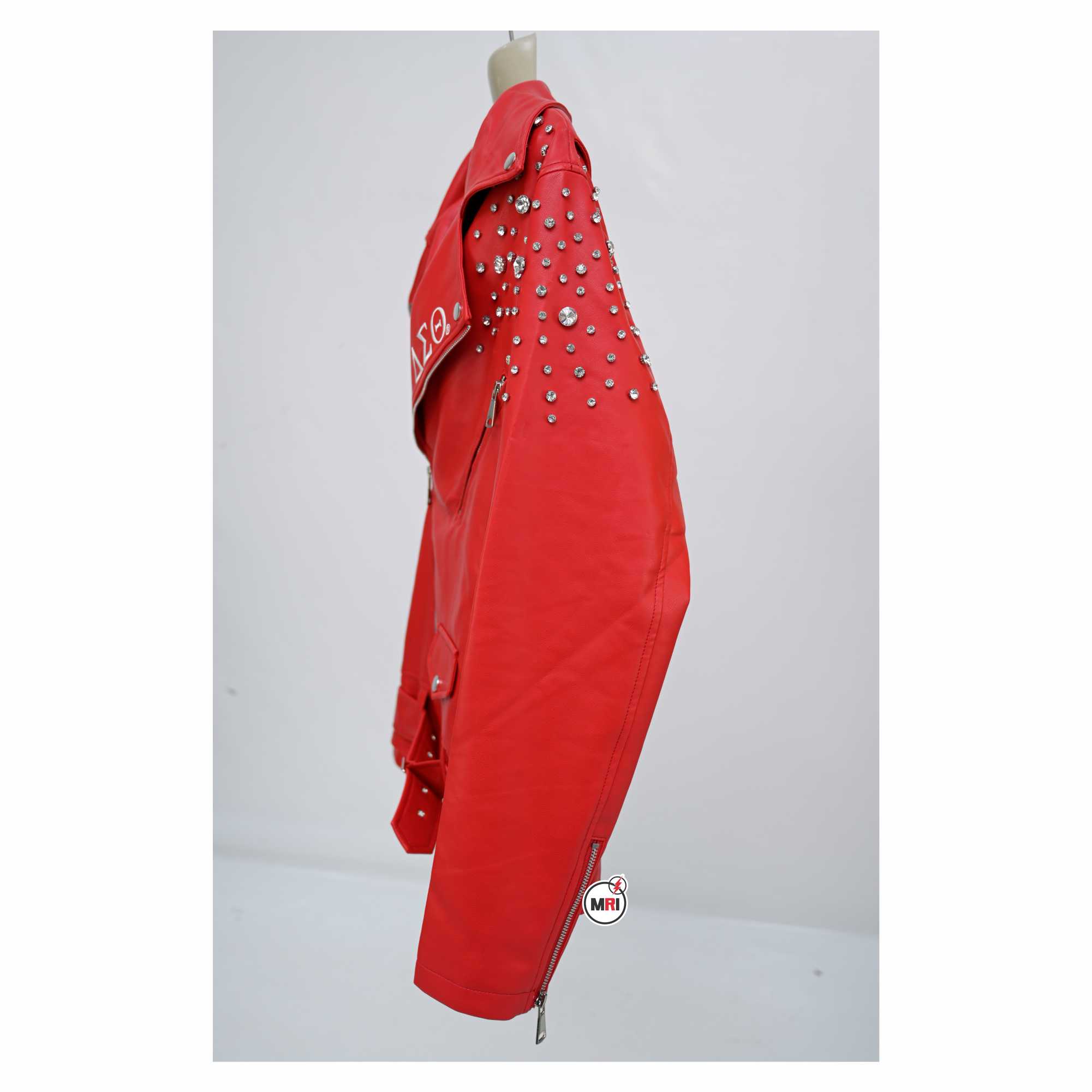 Delta Sigma Theta PU Leather With D-Diamond Stones Jacket - Image 5