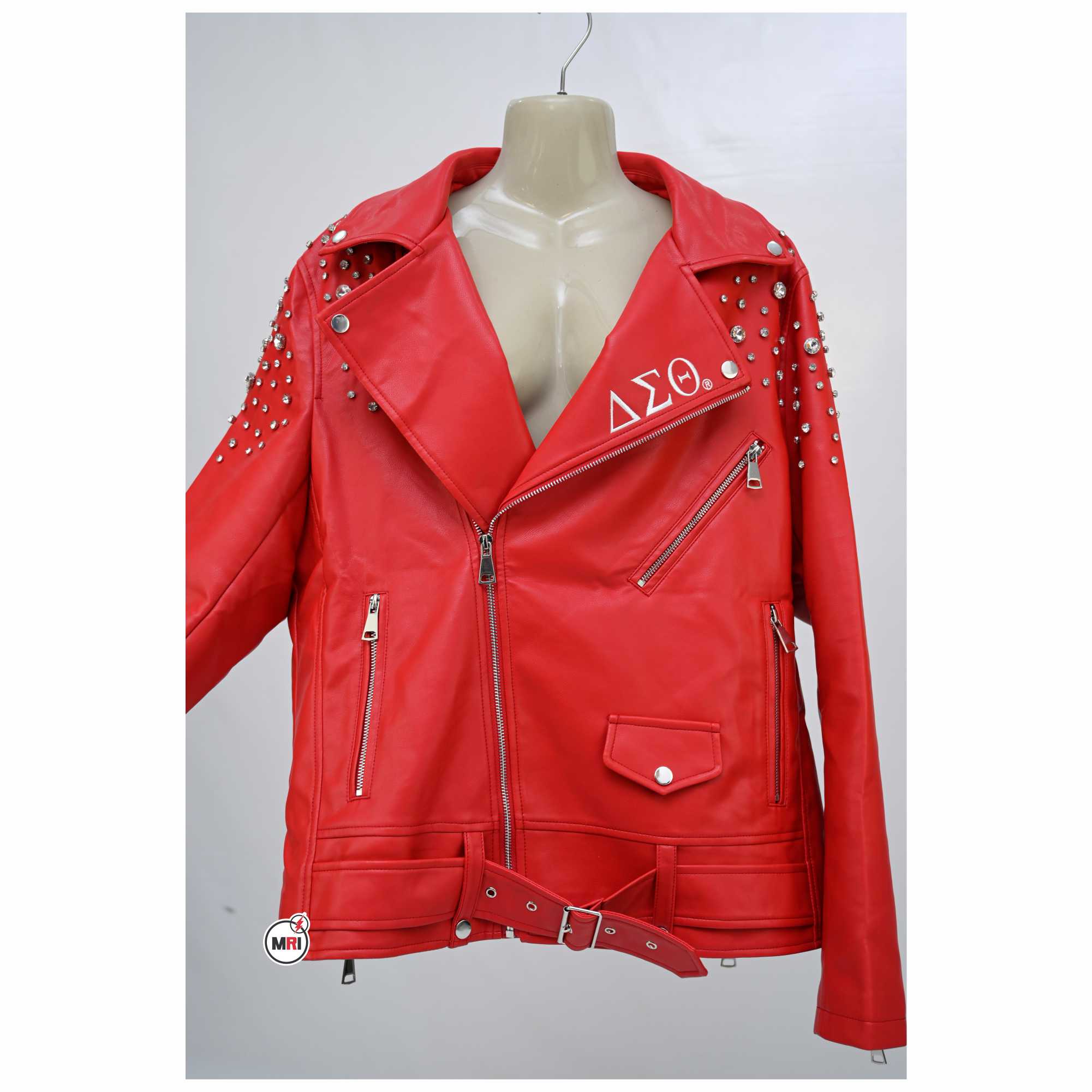 Delta Sigma Theta PU Leather With D-Diamond Stones Jacket