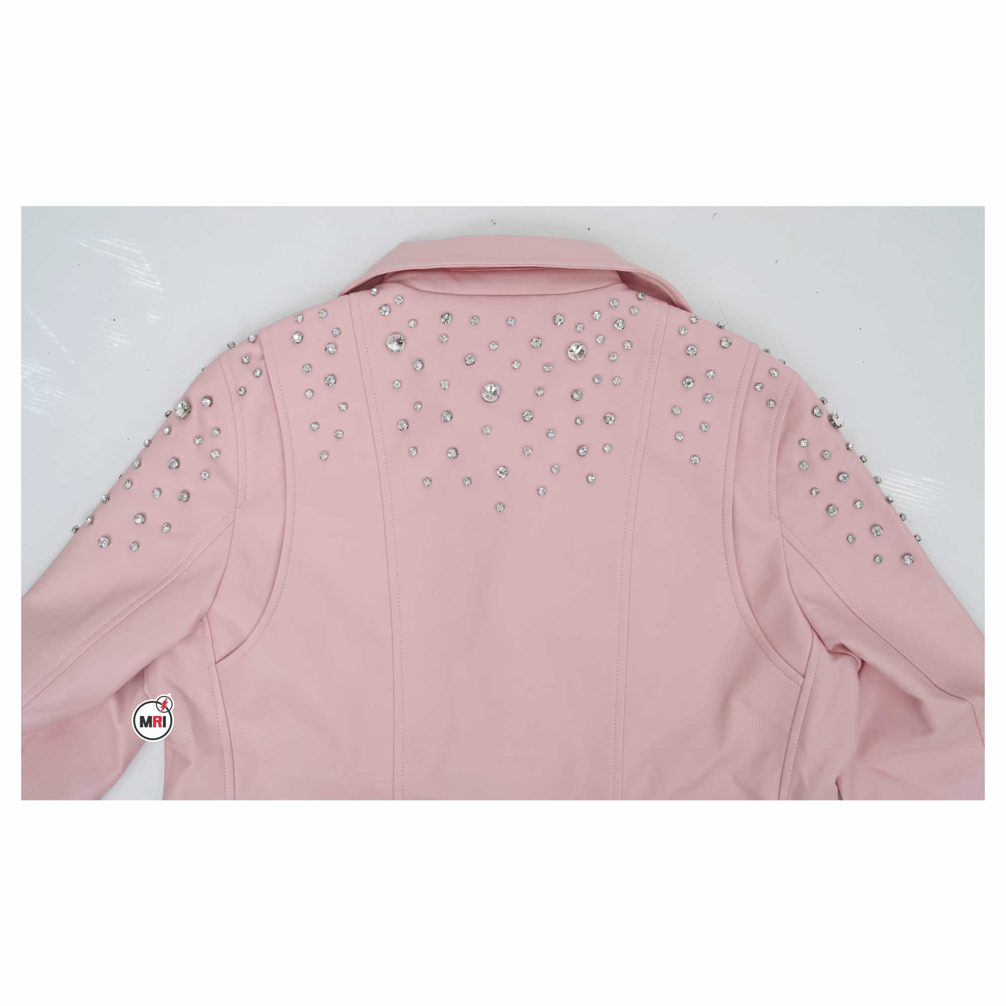 Alpha Kappa Alpha PU Leather With D-Diamond Stones Jacket - Image 3