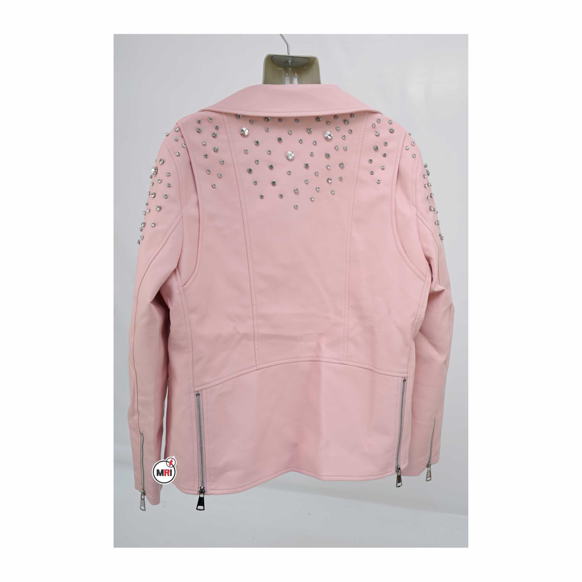 Alpha Kappa Alpha PU Leather With D-Diamond Stones Jacket - Image 2