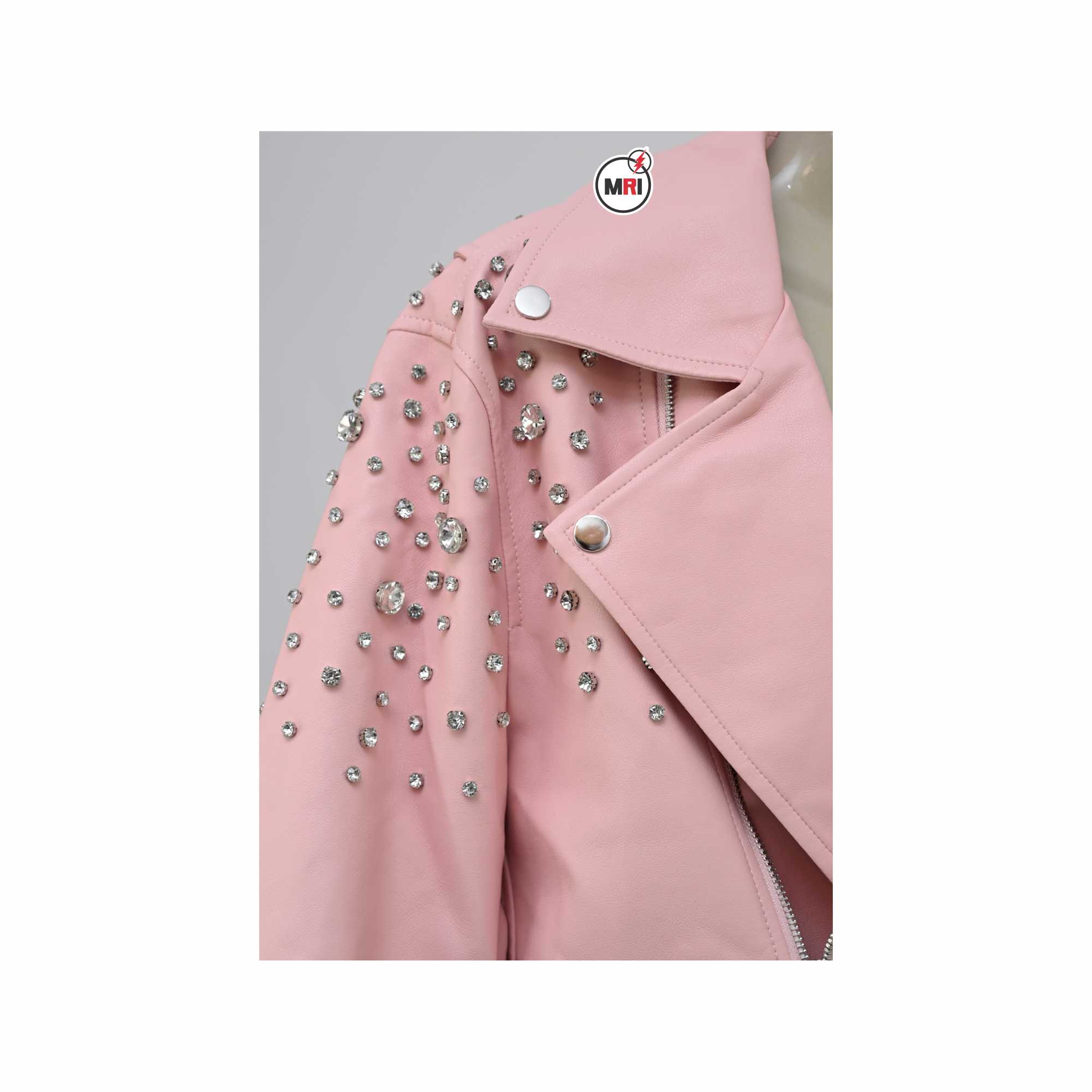 Alpha Kappa Alpha PU Leather With D-Diamond Stones Jacket - Image 7